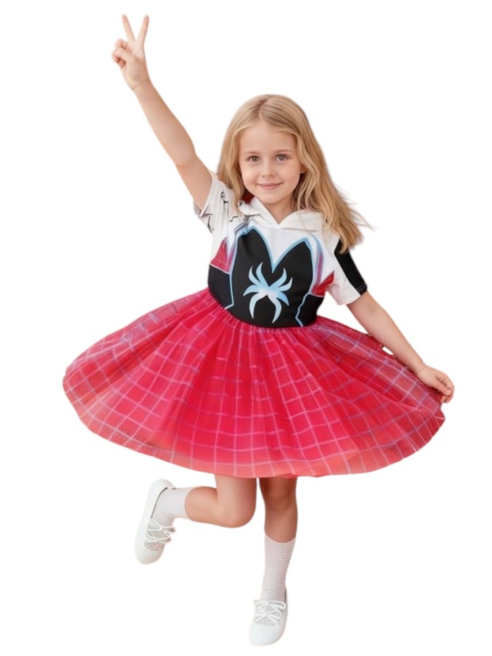 NWOT Ghost Spider Superhero Webbed Tulle Dress Halloween Costume